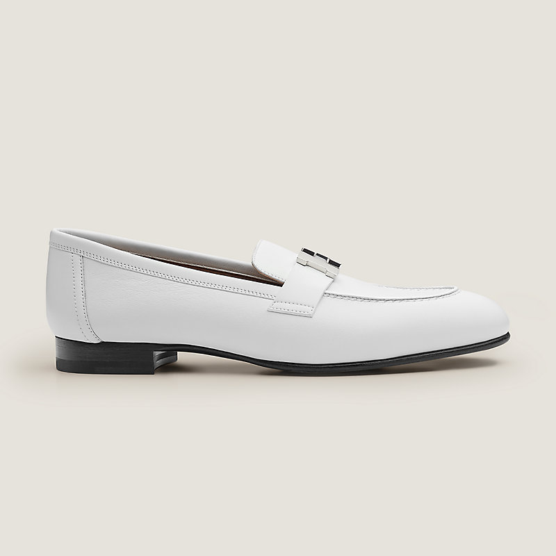 Hermes sale white loafers